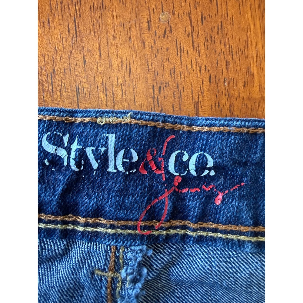Style & Co Womens Bootcut Jeans Size 14 Dark Wash Blue Stretch Denim Mid Rise - Picture 4 of 11